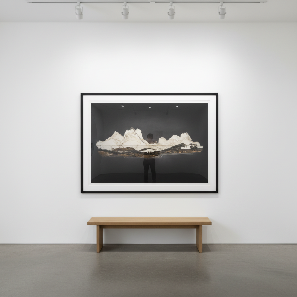 An oversized, museum-quality framed photograph of an abstract landscape.